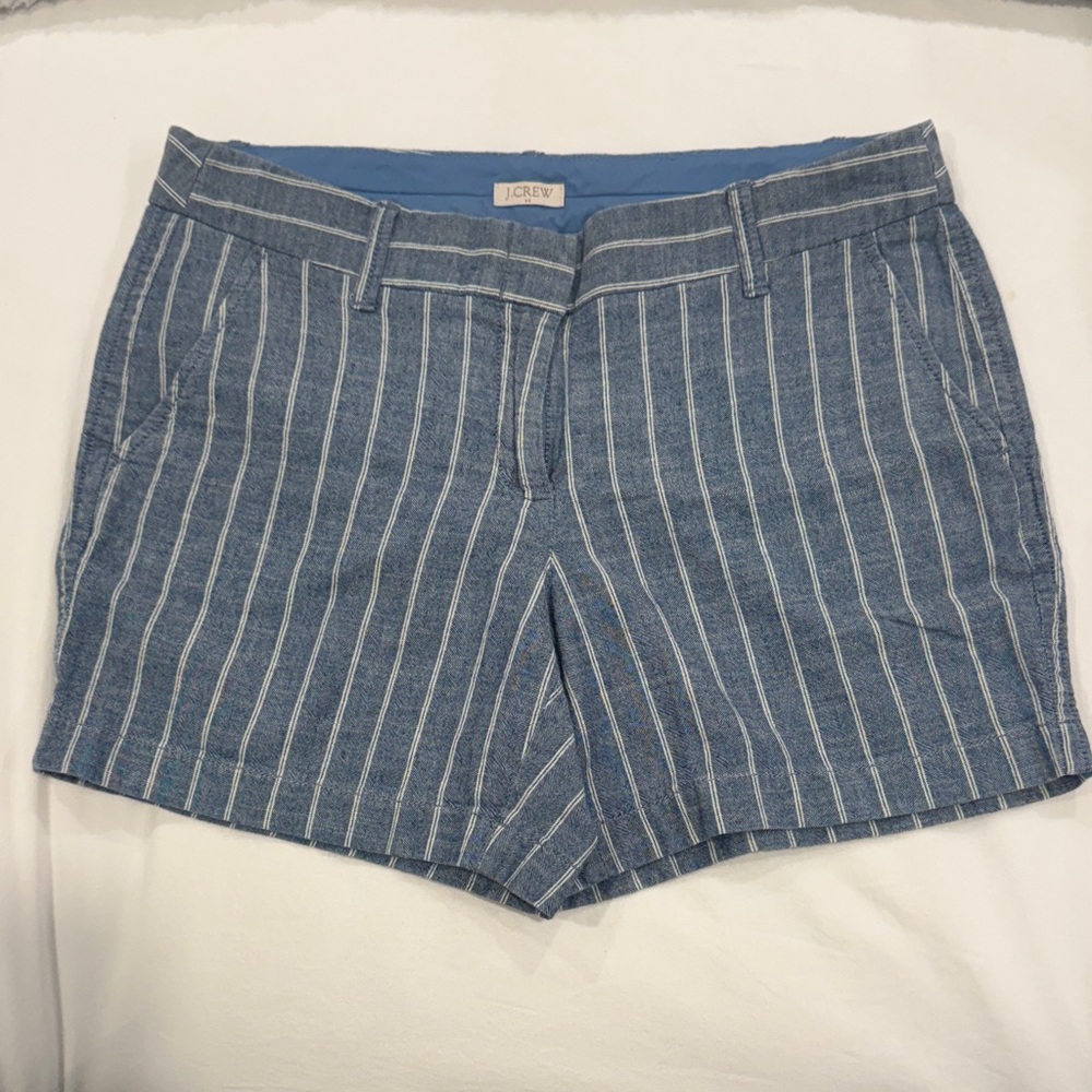 J. Crew Women's Blue and White Striped Shorts